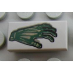 Tile 1 x 2 with Spooky Green Hand Print