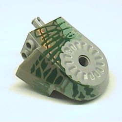 Animal Body Part, Dinosaur Body Quarter with Pin Holes, Dark Gray, Sand Green, Medium Orange, and Dark Green Streaks Print