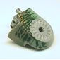 Animal Body Part, Dinosaur Body Quarter with Pin Holes, Dark Gray, Sand Green, Medium Orange, and Dark Green Streaks Print