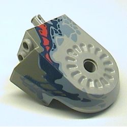Animal Body Part, Dinosaur Body Quarter with Pin Holes, Dark Gray/Sand Blue/Dark Blue/Red Print