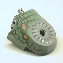 Animal Body Part, Dinosaur Body Quarter with Pin Holes, Dark Gray, Sand Green, Medium Orange, and Dark Green Spotted Print