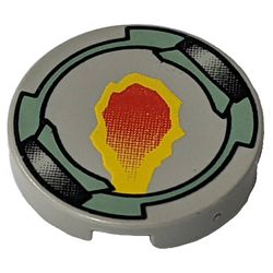 Tile Round 2 x 2 with Flame and Sand Green Border Print