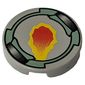 Tile Round 2 x 2 with Flame and Sand Green Border Print