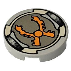 Tile Round 2 x 2 with Orange Grabber Print