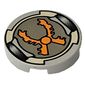 Tile Round 2 x 2 with Orange Grabber Print