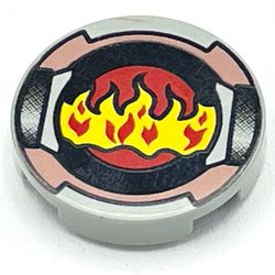 Tile, Round 2 x 2 with Flame and Sand Red Border Print