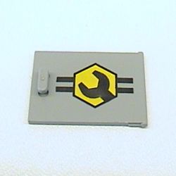 Cupboard 2 x 3 x 2 Door with Black and Yellow Lines, Octagon and Wrench Print
