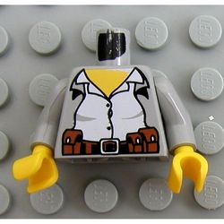 Torso Jacket over White Shirt, Belt with Pouches Print, Light Gray Arms, Yellow Hands