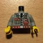 Torso Fire Suit Jacket with Pocket and Red Belt Print, Light Gray Arms, Yellow Hands