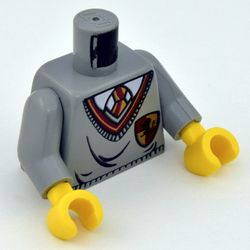 Torso Hogwarts Uniform Sweater with Gryffindor Crest Print, Light Gray Arms, Yellow Hands