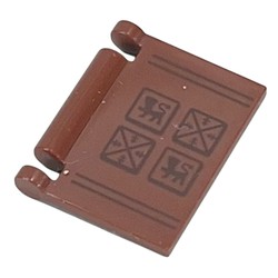 LEGO part 24093pr0025 Book Cover with Leather Cover, Symbols print in Reddish Brown