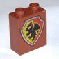Duplo Brick 1 x 2 x 2 with Shield, Dragon with Yellow and Red Background Print