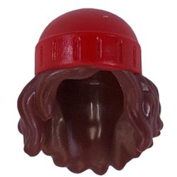 Hair and Hat, Long Wavy Hair, Beanie Red Pattern
