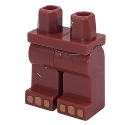 LEGO part 970c19pr0010 Hips and Reddish Brown Legs with Medium Nougat Toes print in Reddish Brown