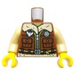 Torso Coat, Tan Fur, Zipper, Pockets, Lime Belt print, Tan Arms, Yellow Hands