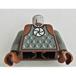 Torso Armor, Amulet and Vest Print, Dark Bluish Gray Arms, Reddish Brown Hands