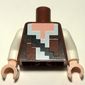 Torso Pixelated Reddish Brown and Dark Brown Vest over White Shirt and Black Strap Print, White Arms, Light Nougat Hands