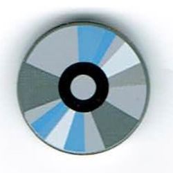 Tile Round 2 x 2 with CD White, Black / Dark Gray, Gray, Blue Sectors Print (Compact Disc)