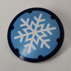 Shield Round Bowed with White Snowflake On Medium Azure Background, Dark Blue Border print