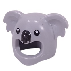 LEGO part 7720pr0001 Costume / Mask, Koala with Black Eyes, Nose print in Medium Stone Grey/ Light Bluish Gray