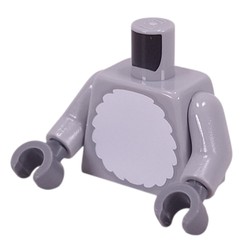 LEGO part 973c14h12pr0004 Torso, White Fur Chest print, Light Bluish Gray Arms, Dark Bluish Gray Hands in Medium Stone Grey/ Light Bluish Gray