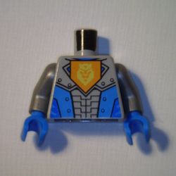 Torso Armor, Orange Emblem with Yellow Crowned Lion and Dark Azure Panels print, Flat Silver Arms, Blue Hands