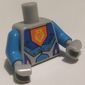 Torso Armour, Orange Emblem with Lion Print, Dark Azure Arms, Light Bluish Gray Hands
