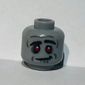 Minifig Head Zombie, Red Eyes, Eyebrows, Silver Lines, Crooked Smile Print