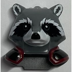 Minifig Head Special, Raccoon with Dark Red and Black Shoulder Pads Print (Rocket)