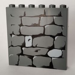 Brick 1 x 6 x 5 with Stone Wall Print