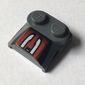 Brick Curved 2 x 2 x 2/3 Two Studs and Lip End with Silver/Black/Red Number 3 Left Half Print