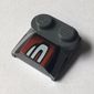 Brick Curved 2 x 2 x 2/3 Two Studs and Lip End with Silver/Black/Red Number 3 Right Half Print