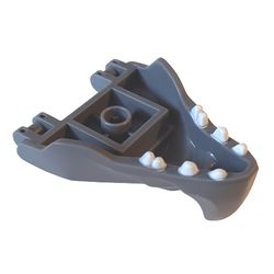 Creature Body Part, Dragon Head Lower Jaw with 6 Studs on Top, Spike, White Teeth Print