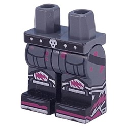 Hips and Black Legs with Black Belt, Silver Skull, Pockets, Magenta Spots print