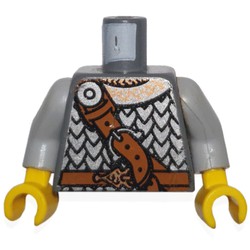 Torso Armor, Scale Mail and Diagonal Leather Belt Print, Light Bluish Gray Arms, Yellow Hands