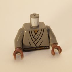 Torso Robe, Brown Belt Print (Mace Windu), Dark Bluish Gray Arms, Reddish Brown Hands