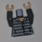 Torso Shirt, Tattered with Prison Stripes Print, Dark Bluish Gray Arms, Light Nougat Hands