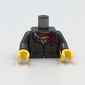 Torso Suit Jacket, Buttons, Pink Shirt, Magenta Scarf, Back print, Dark Bluish Gray Arms, Yellow Hands