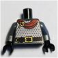 Torso Armor, Silver Chainmail, Dark Brown Belt / Dark Red Cape with Falcon Coat of Arms print, Flat Silver Arms, Black Hands