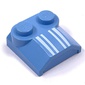 Brick Curved 2 x 2 x 2/3 Two Studs and Lip End with Four White Lines Print