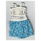 Scala, Dress, White Lace Top and Medium Blue Skirt with White Flowers
