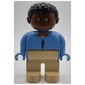 Duplo Figure, Early, Short Afro Hair Black, Tan Legs, Shirt with Zipper Print