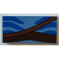 Tile 2 x 4 with Blue Markings, Reddish Brown Strap print