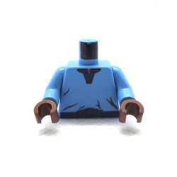 Torso V-Collar Shirt and Dark Blue Trim Print (Lando Calrissian), Medium Blue Arms, Brown Hands