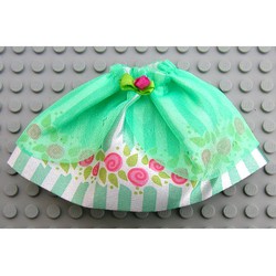 Belville, Skirt, Girl, Long with Light Green Stripes and Roses Print