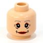 Minifig Head Aunt May, Red Lips, Gray Eyebrows and Wrinkles Print [Blocked Open Stud]