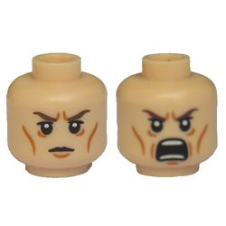 Minifig Head Elrond, Dual Sided, Calm / Battle Rage Print [Blocked Open Stud]