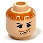 Minifig Head Peter Pettigrew (Wormtail), Moustache, Hair, Eyebrows, White Pupils, Dimples Print