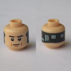 Minifig Head Lobot, Dual Sided, Eyebrows, Frown / Implant Print [Blocked Open Stud]