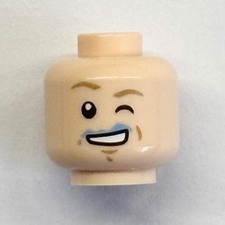 Minifig Head Luke Skywalker, Winking Left Eye, Blue Milk on Mouth Print